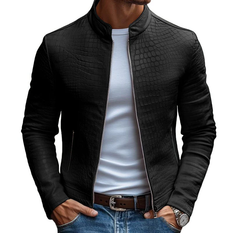 Veste en cuir exclusive pour hommes – Design luxueux blanc avec motif en pierres – Image 9