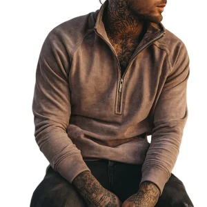 Alex - Sweatshirt zippé rétro décontracté pour hommes, style Old Money