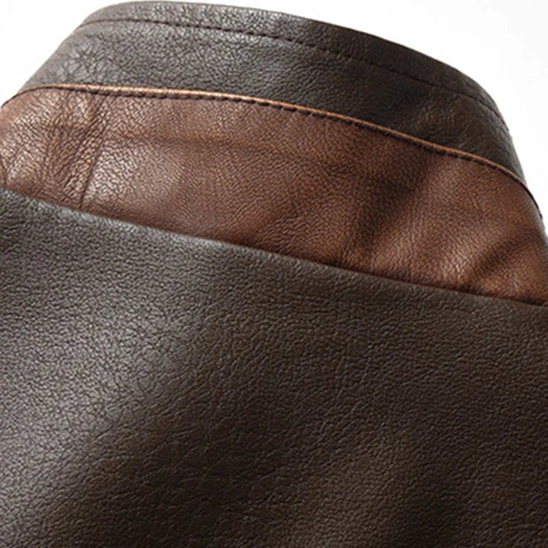 Veste bomber en cuir vintage stylée pour homme, marron – Mode hivernale pour homme 2025 – Image 5