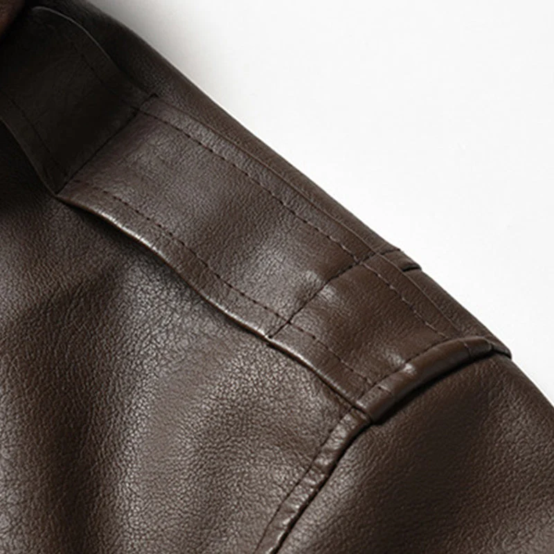 Veste bomber en cuir vintage stylée pour homme, marron – Mode hivernale pour homme 2025 – Image 7