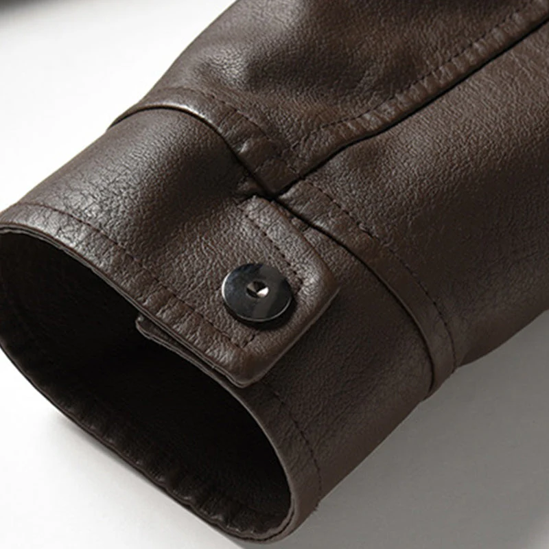 Veste bomber en cuir vintage stylée pour homme, marron – Mode hivernale pour homme 2025 – Image 9