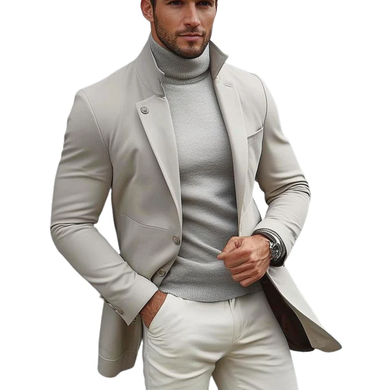 Veste pour homme élégante – Manteau en mélange de coton dans le style Old Money – Image 4