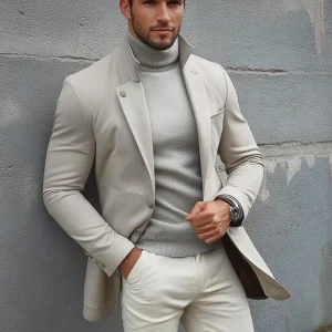Veste pour homme élégante – Manteau en mélange de coton dans le style Old Money