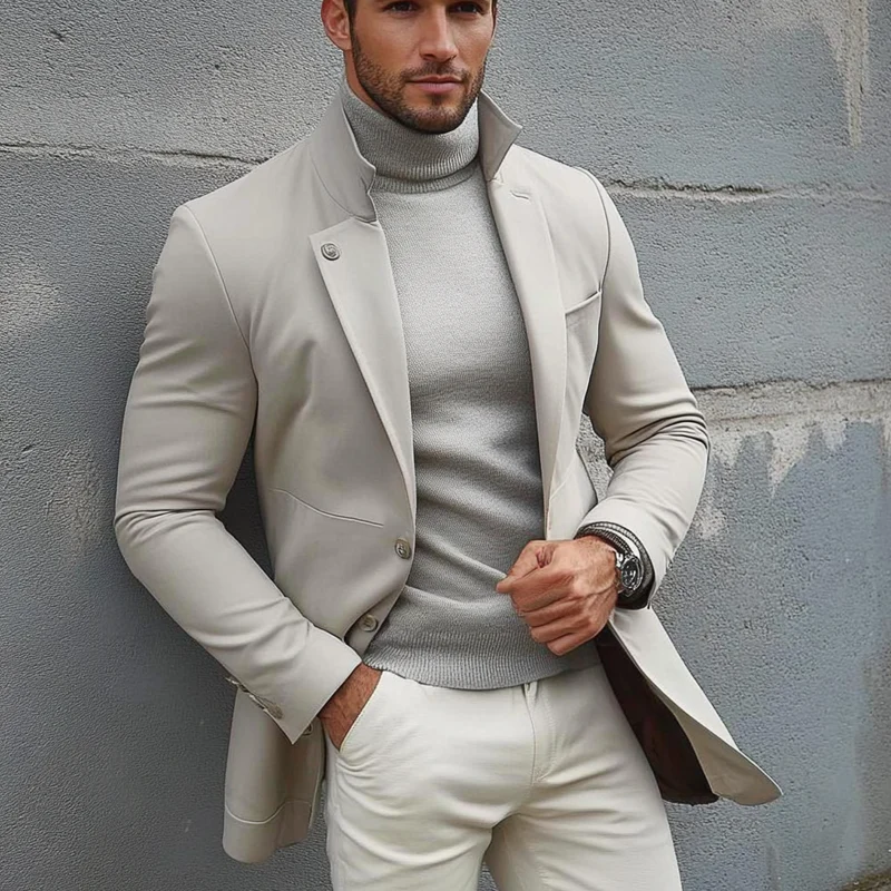 Veste pour homme élégante – Manteau en mélange de coton dans le style Old Money – Image 2