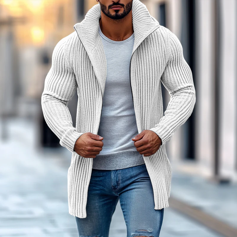 Cardigan pour hommes avec col montant – Gilet tricoté élégant en coupe slim – Image 4