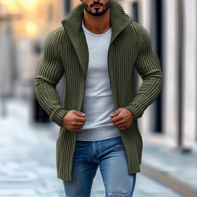 Cardigan pour hommes avec col montant – Gilet tricoté élégant en coupe slim – Image 6