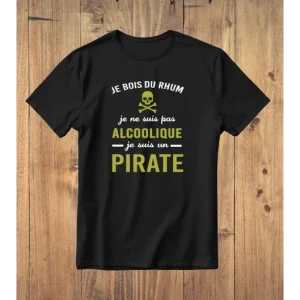 Tee-shirt homme "Je bois du rhum je ne suis pas alcoolique je suis un pirate"