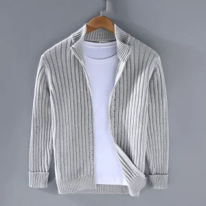 Nilo – Cardigan zippé pour hommes avec texture rayée