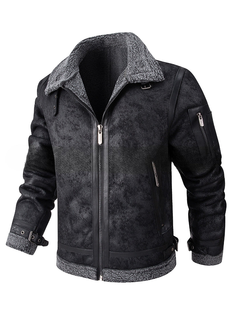 Maison Clément Paris | Veste chaude aviateur en cuir vieilli doublée fourrure – Image 5