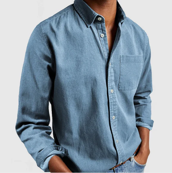 Chemise en Jean Décontractée pour Homme | Mélange de Coton Doux – Image 9