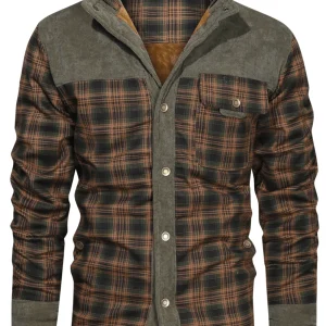 Veste-chemise à carreaux en velours côtelé