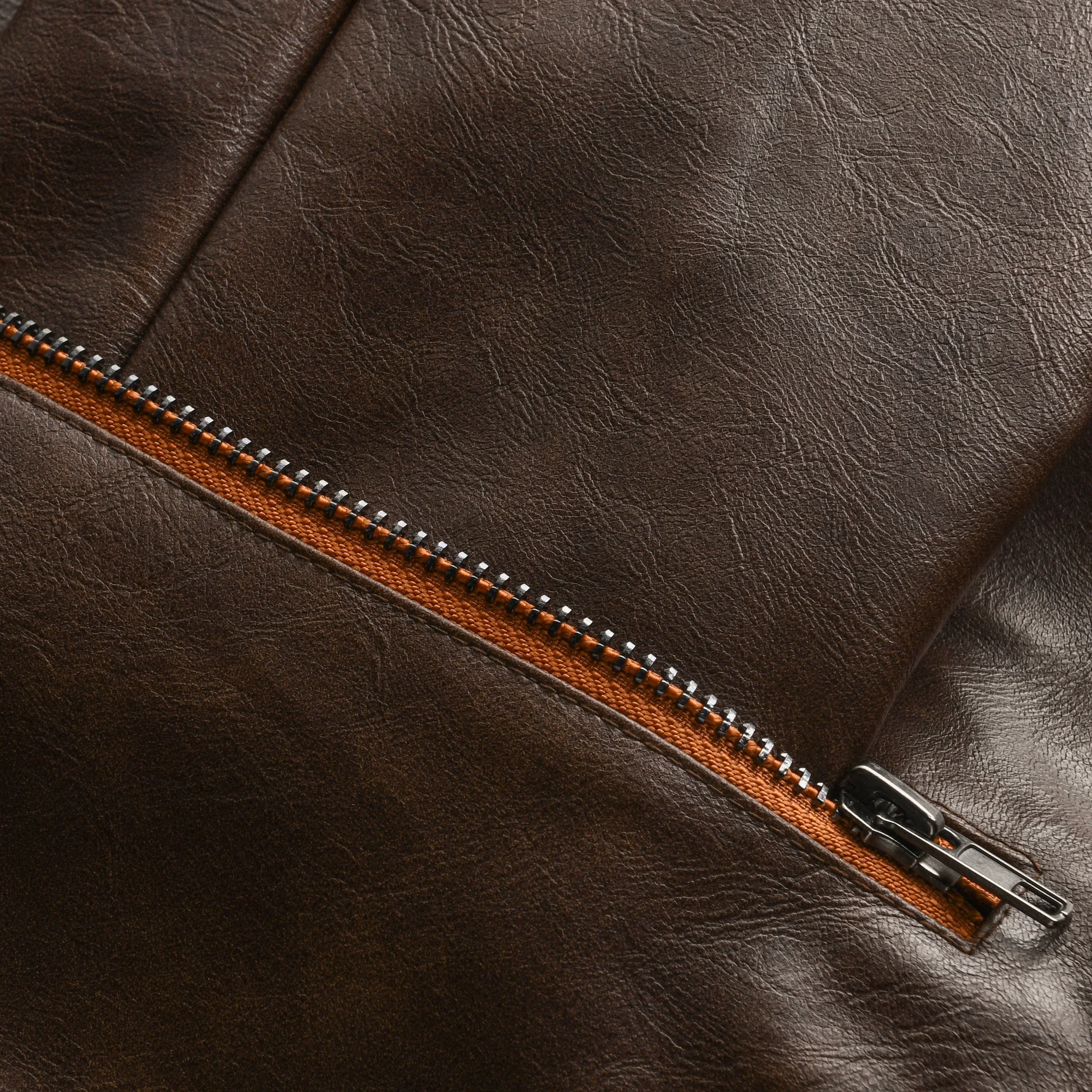 Veste en cuir classique vintage marron pour homme – Style hivernal entre-saison pour homme 2025 – Image 7