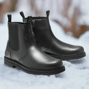 Bottes Chelsea d'hiver en simili cuir avec fermeture éclair pour hommes