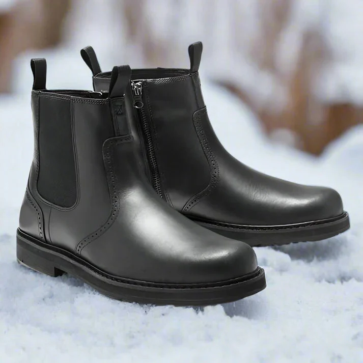 Bottes Chelsea d'hiver en simili cuir avec fermeture éclair pour hommes