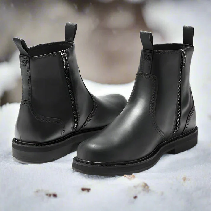 Bottes Chelsea d'hiver en simili cuir avec fermeture éclair pour hommes – Image 3