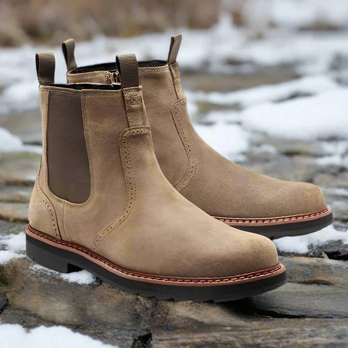Bottes Chelsea d'hiver en simili cuir avec fermeture éclair pour hommes – Image 4