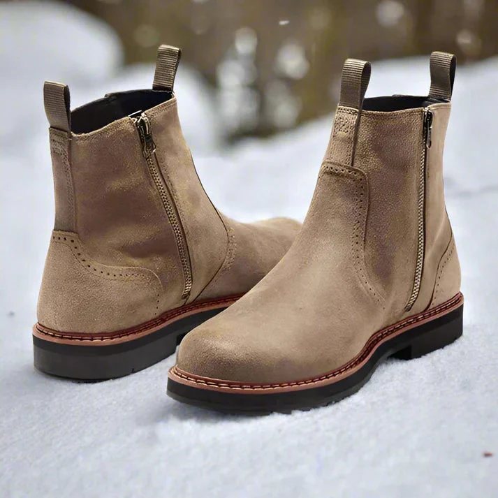 Bottes Chelsea d'hiver en simili cuir avec fermeture éclair pour hommes – Image 5
