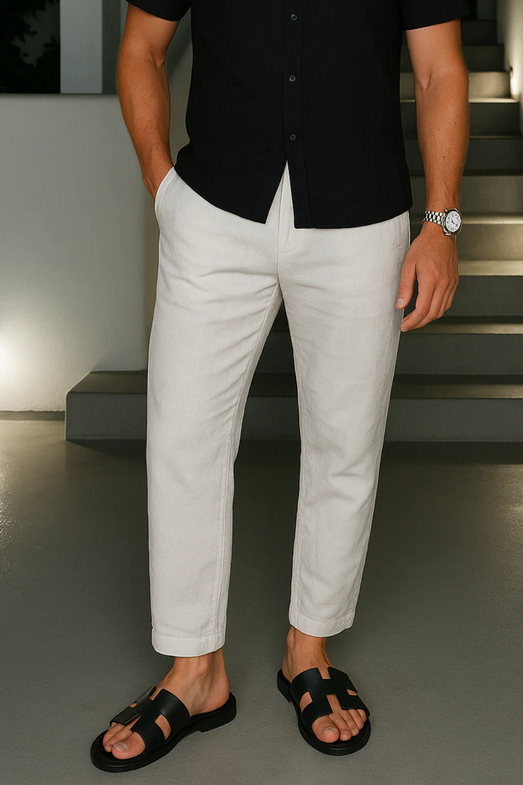 Pantalon casual 100 % lin