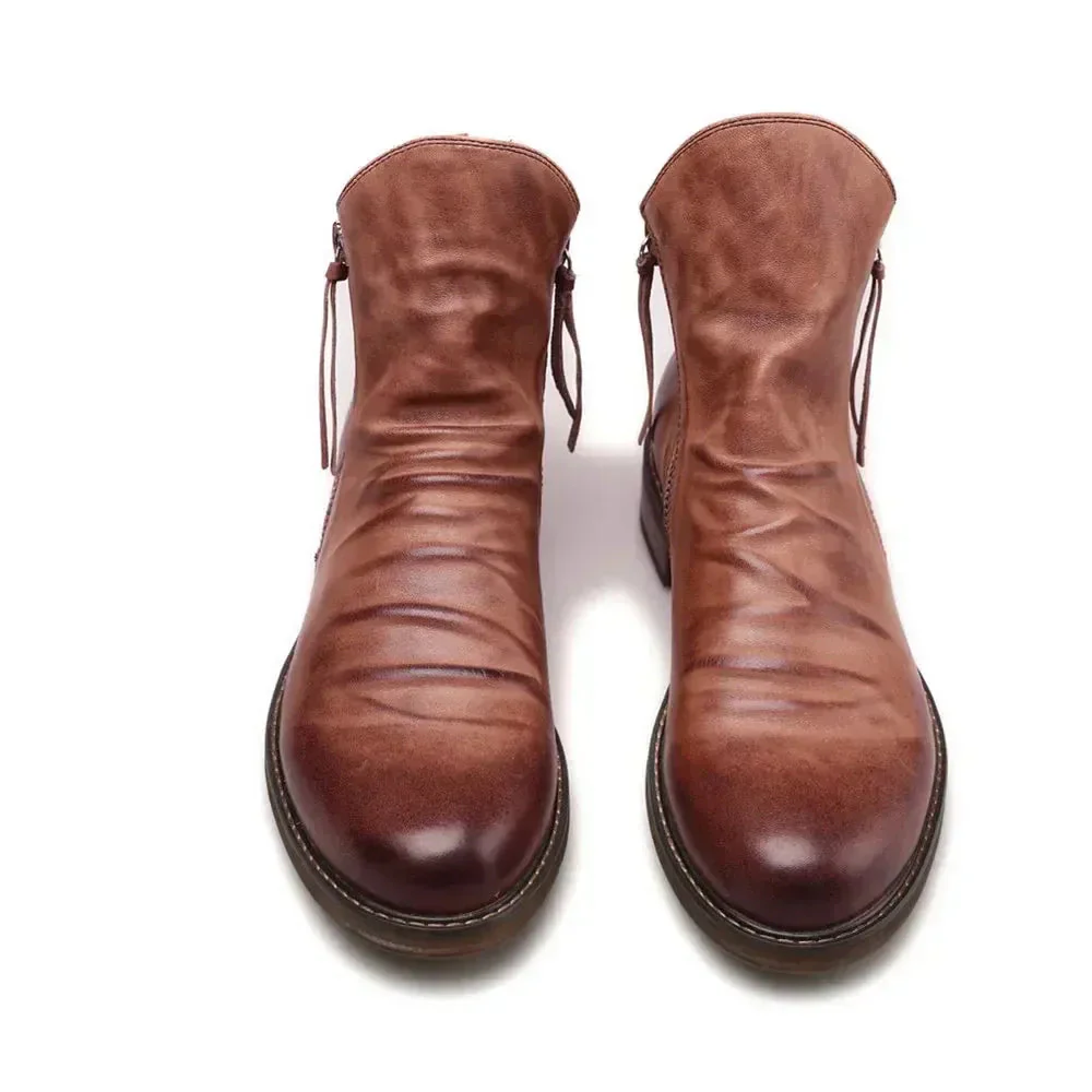 Bottines pour Hommes – Cuir Marron – Boots Élégants avec Fermeture Latérale pour Look Décontracté et Semi-Formel – Image 2