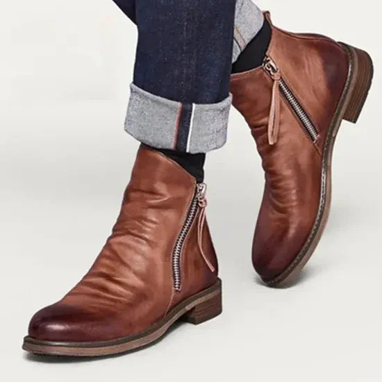 Bottines pour Hommes – Cuir Marron – Boots Élégants avec Fermeture Latérale pour Look Décontracté et Semi-Formel – Image 3