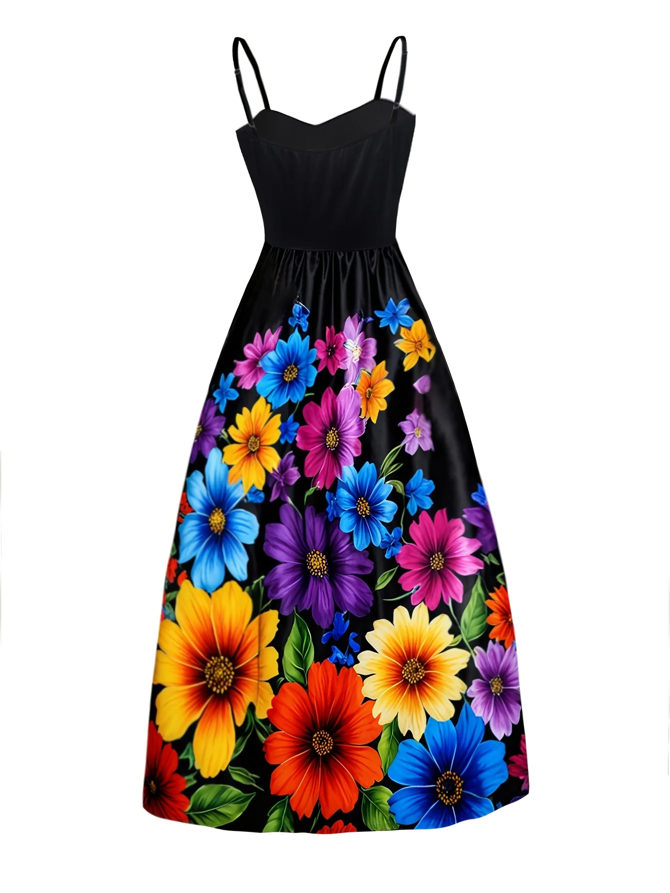 Robe élégante à bretelles spaghetti et imprimé floral – Image 3