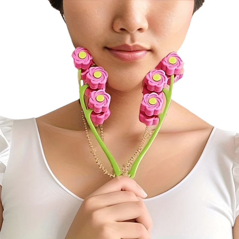 Appareil de massage facial, rouleau de massage en forme de fleur pour un visage raffermissant et tonifiant, outil de beauté – Image 2