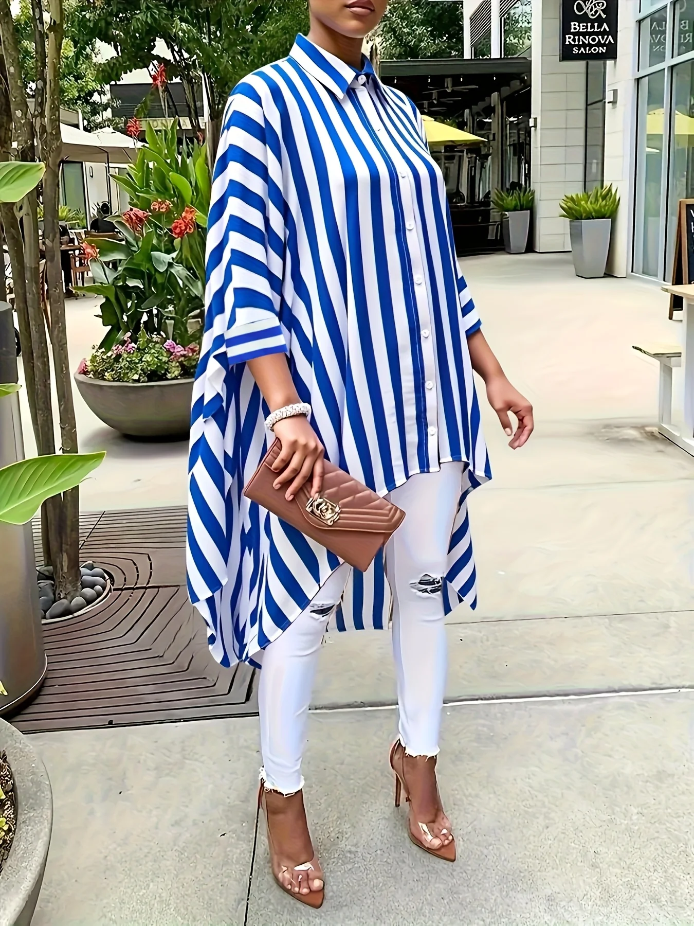 Robe chemise boutonnée à rayures