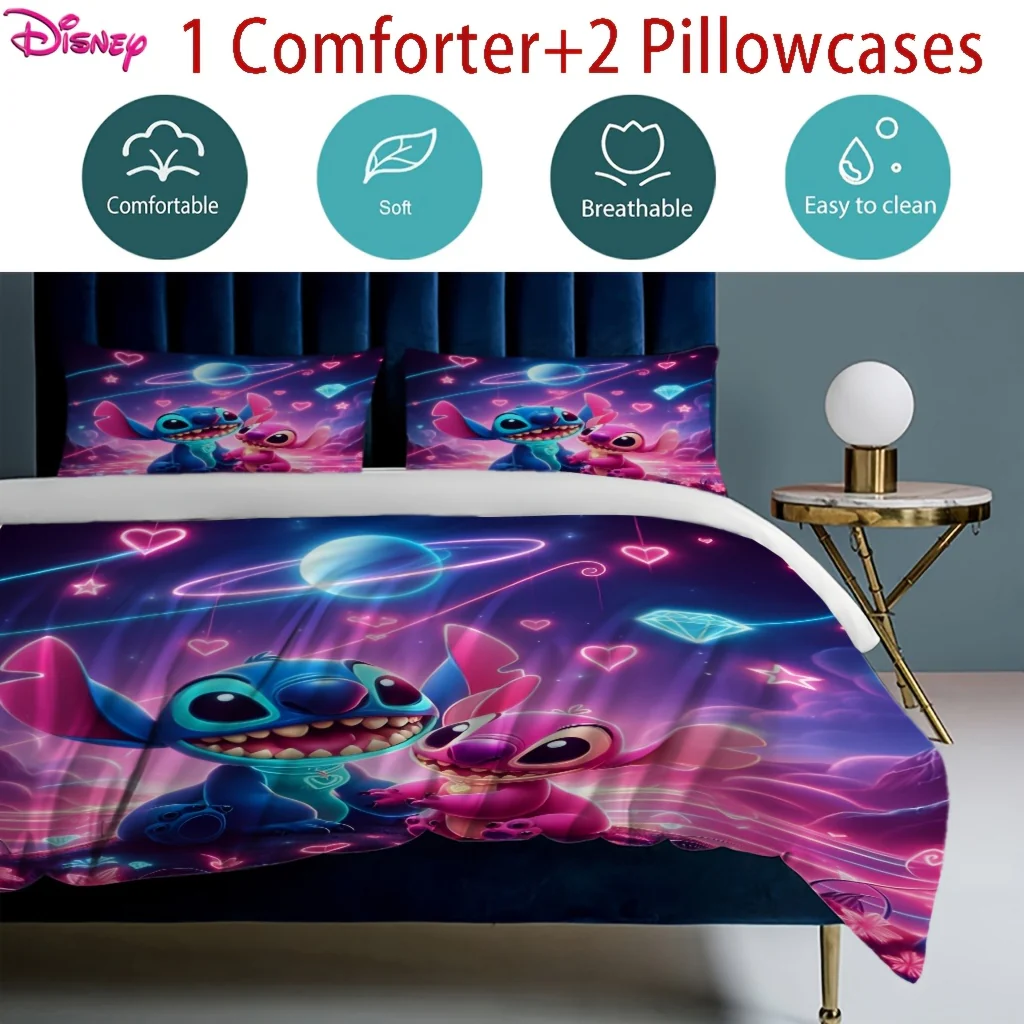 Parure de lit 3 pièces Stitch, motif personnage de dessin animé – Image 6