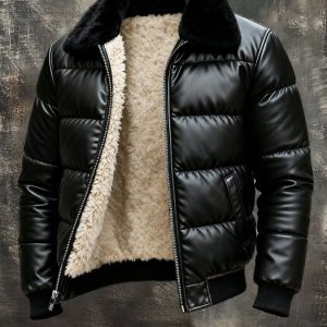 MAISON CLÉMENT PARIS™ | BLOUSON NOIR DOUBLÉ COL FOURRÉ