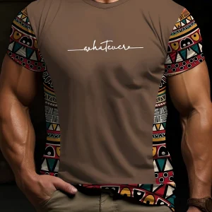 T-shirt d'été à imprimé ethnique pour homme