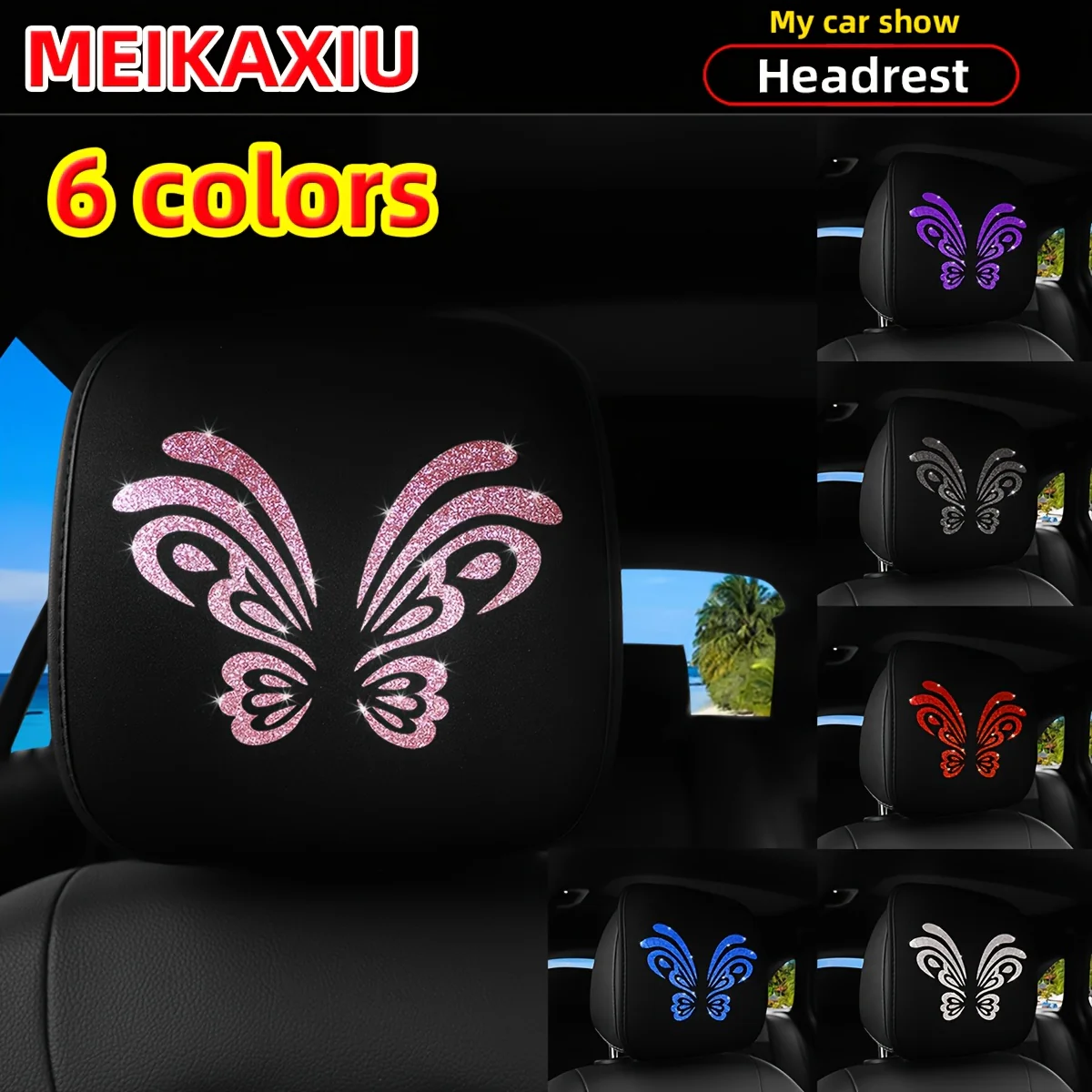 1. Coussin d'appui-tête de voiture confortable et respirant, motif papillon – Image 4