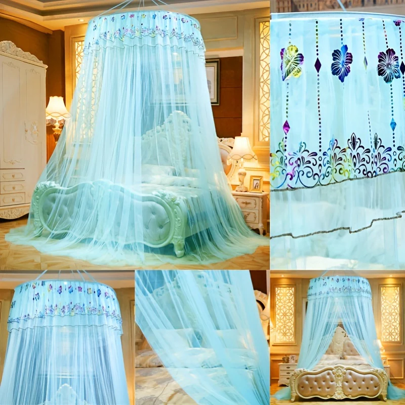 Ciel de lit classique suspendu en forme de dôme, couleur unie – Image 5