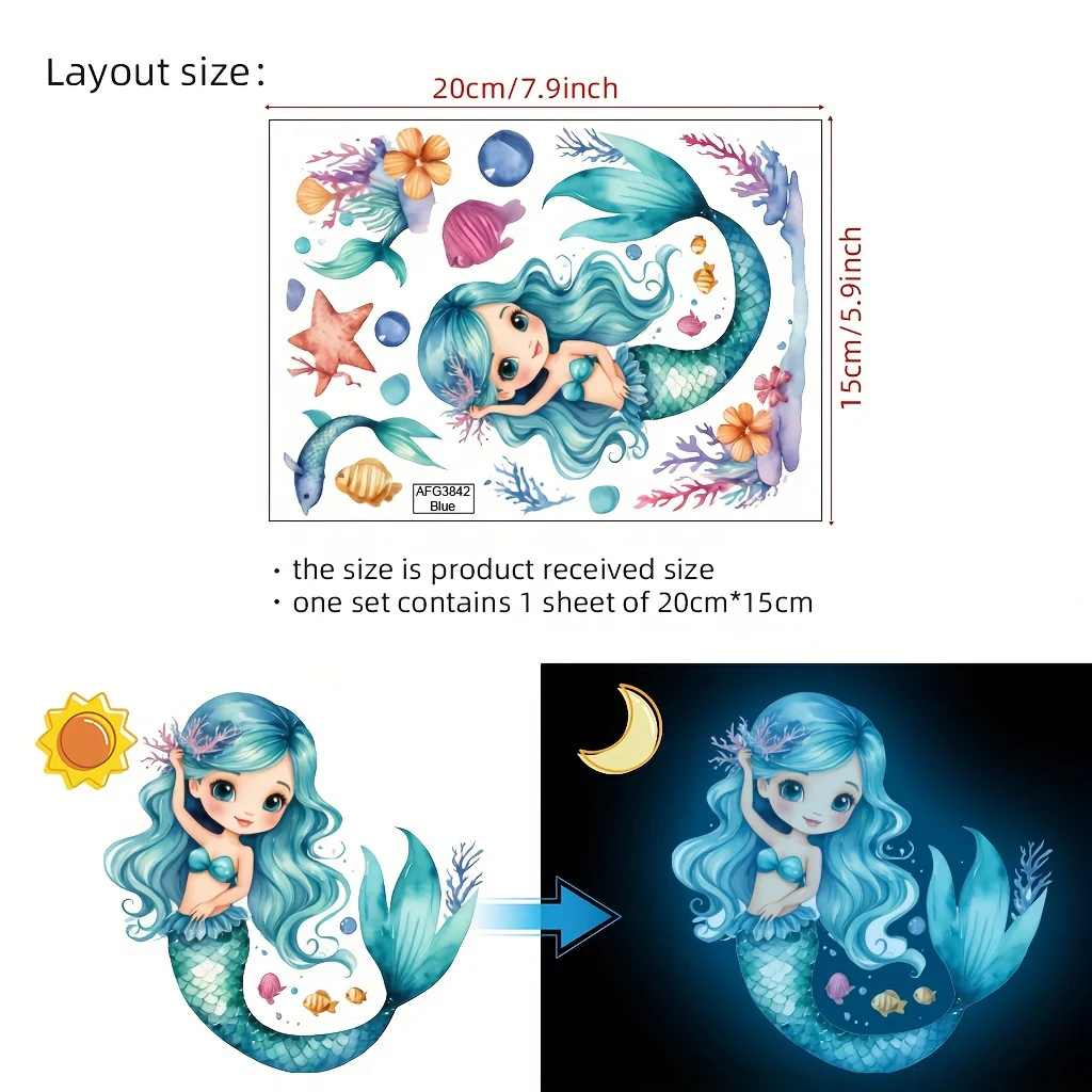 Autocollants phosphorescents sirène bleue – Image 6