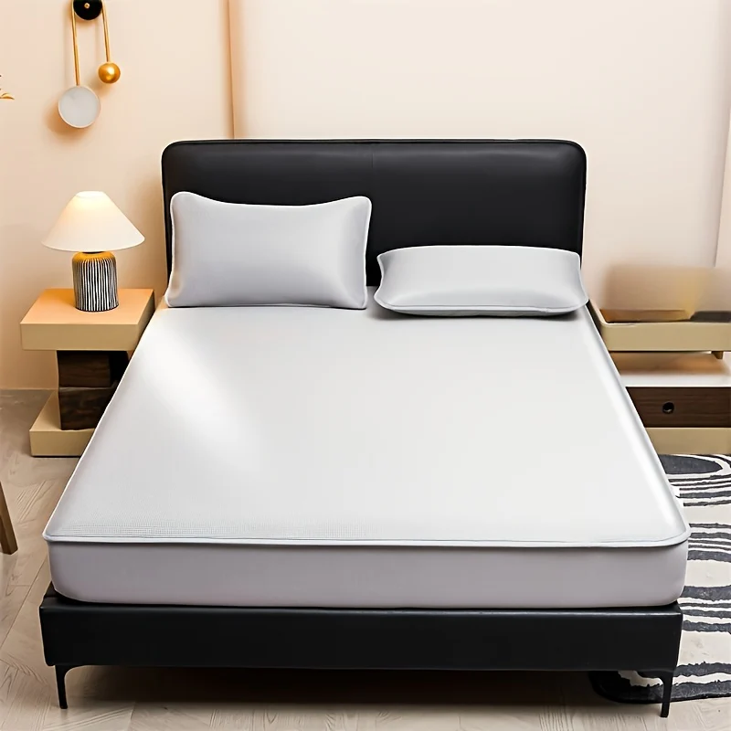 Tapis rafraîchissant + 2 taie d'oreiller, effet fraîcheur estivale, doux et respirant pour résister à la chaleur intense, idéal pour les chambres, pliable pour un rangement facile. – Image 4