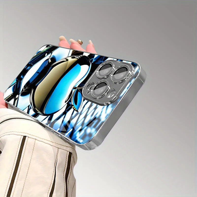 Coque de téléphone en TPU électroplaqué, motif Apple métallisé dégradé bleu – Image 8