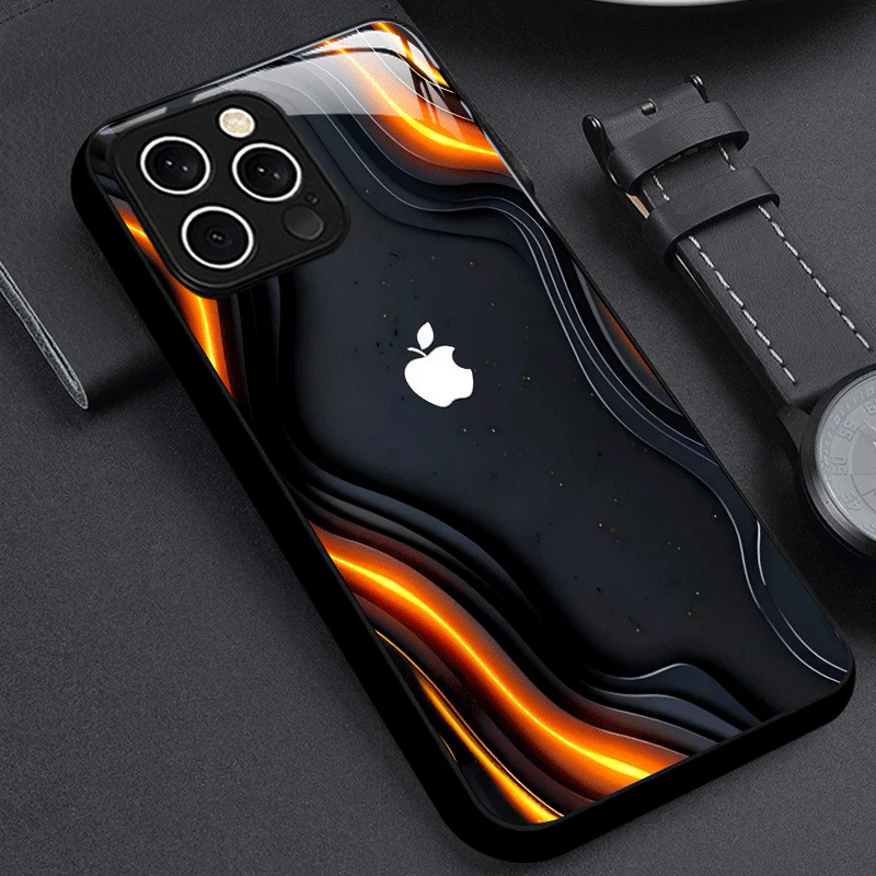 Coque en verre dépoli avec motif logo Apple – Image 2