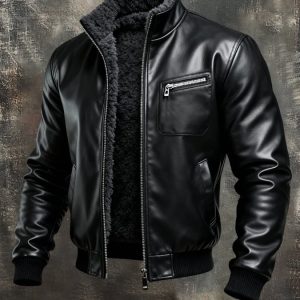 MAISON CLÉMENT PARIS™ | VESTE CHAUDE EN CUIR NOIR DOUBLÉE SHERPA