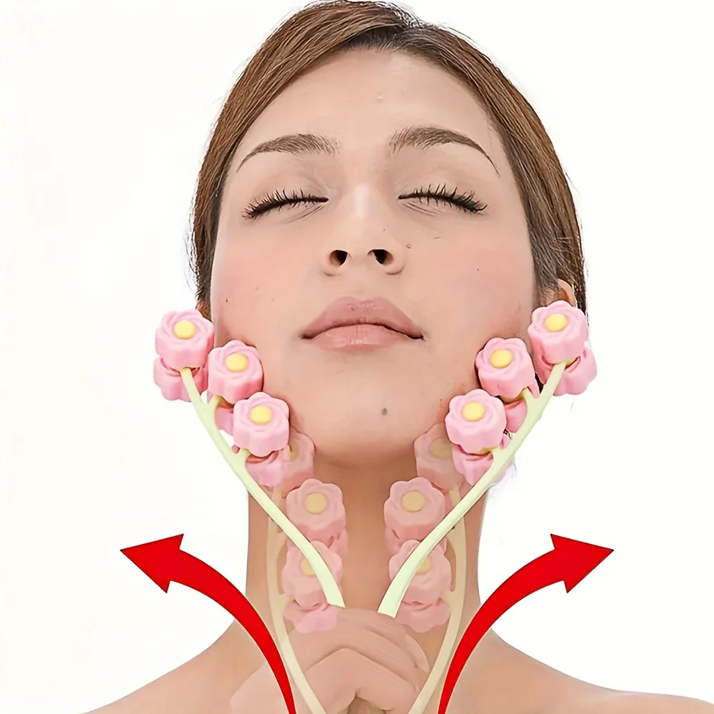 Appareil de massage facial, rouleau de massage en forme de fleur pour un visage raffermissant et tonifiant, outil de beauté – Image 5
