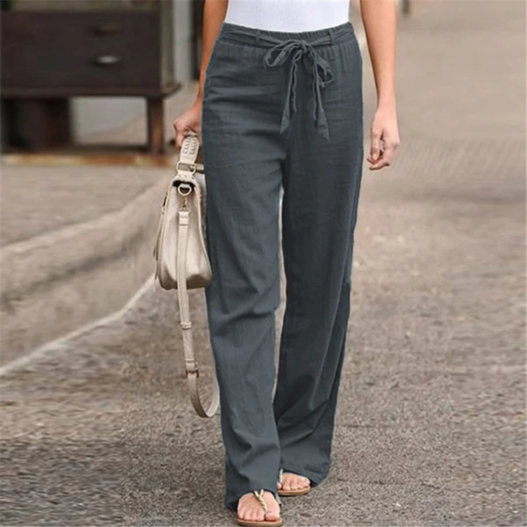 Pantalon ample décontracté en coton et lin – Image 8