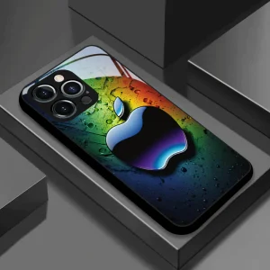 Un nouveau design de coque Apple sur un fond coloré