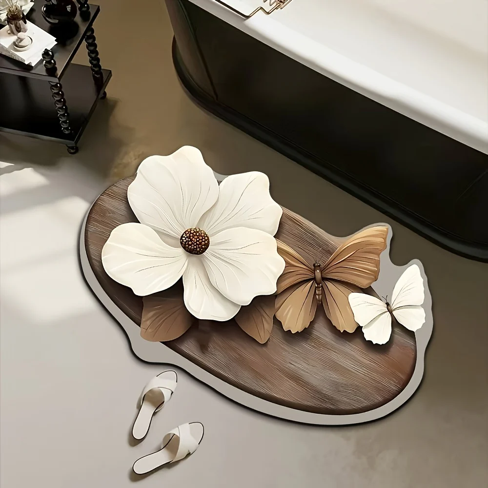 Tapis de bain papillon à motif floral – Image 9