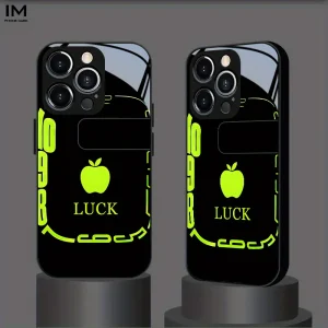 Nouvelle coque en verre avec fond d'écran Pomme porte-bonheur,IPHONE