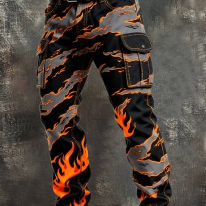 MAISON CLÉMENT PARIS™ | PANTALON CARGO MOTIF FLAMMES HOMME TACTIQUE