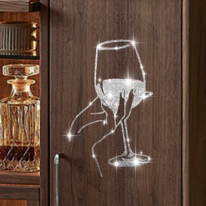 1 autocollant mural élégant en strass pailleté