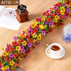 Guirlande de fleurs artificielles en lierre, 179,83 cm