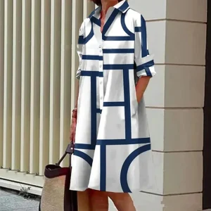 Robe-chemise estivale confortable et colorée à imprimé numérique 3D - Vêtements pour femmes