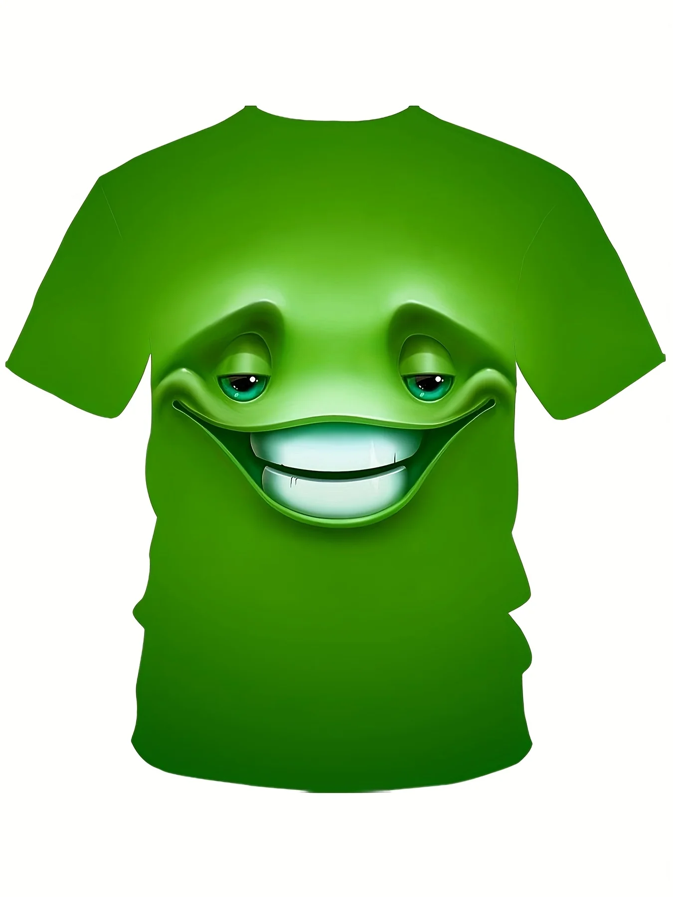 T-shirt unisexe à imprimé dessin animé, col rond vert, manches courtes – Image 5