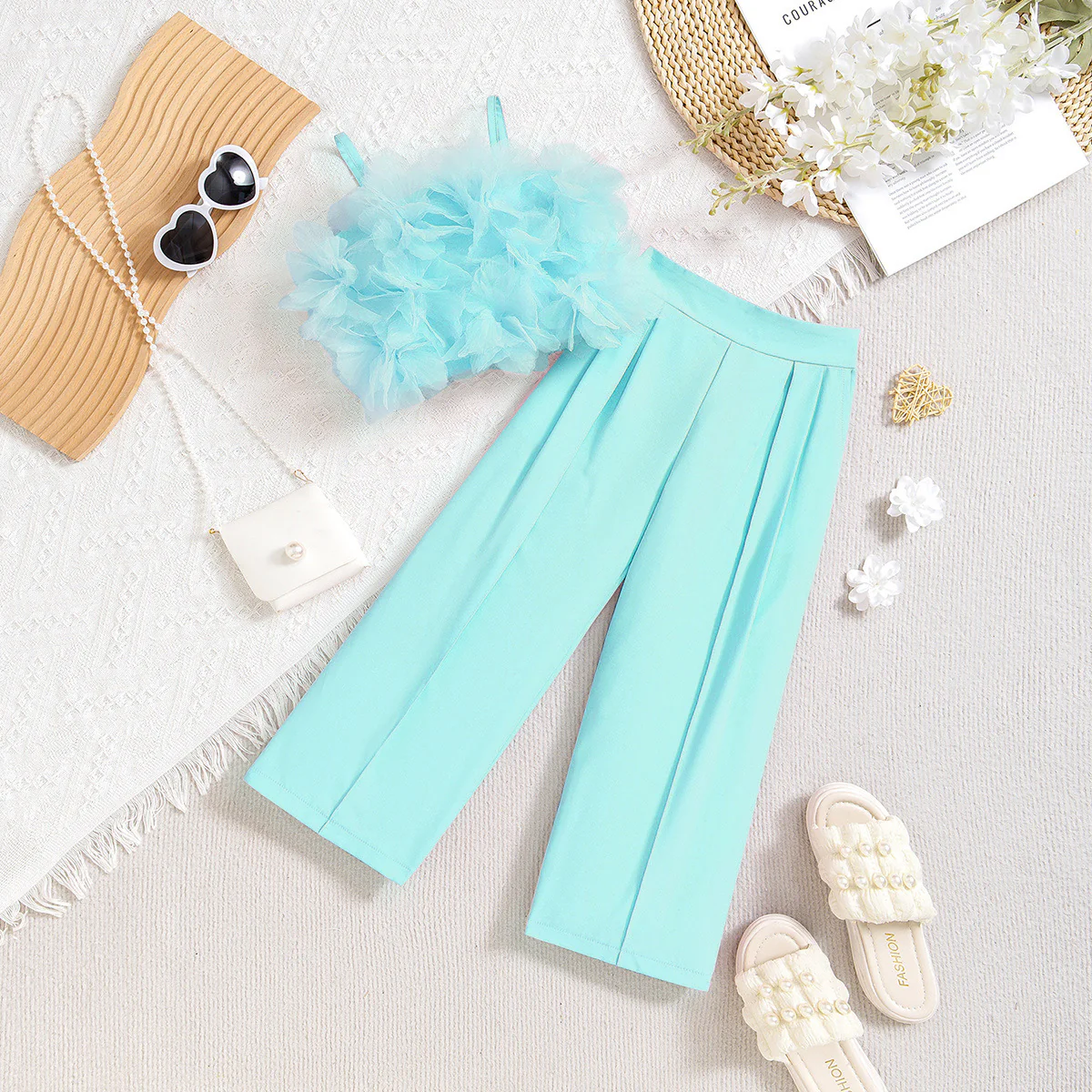 Ensemble pantalon slim composé d'un haut à bretelles en maille 3D – Image 3