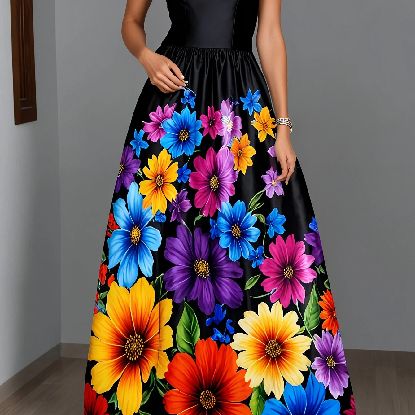 Robe élégante à bretelles spaghetti et imprimé floral – Image 8