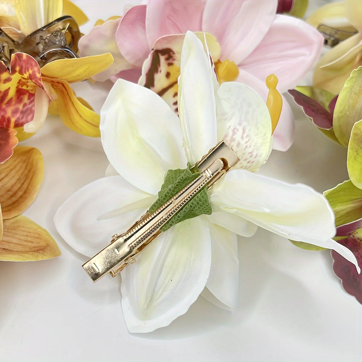 Barrette à cheveux en tissu style bohème avec fleur – Image 9